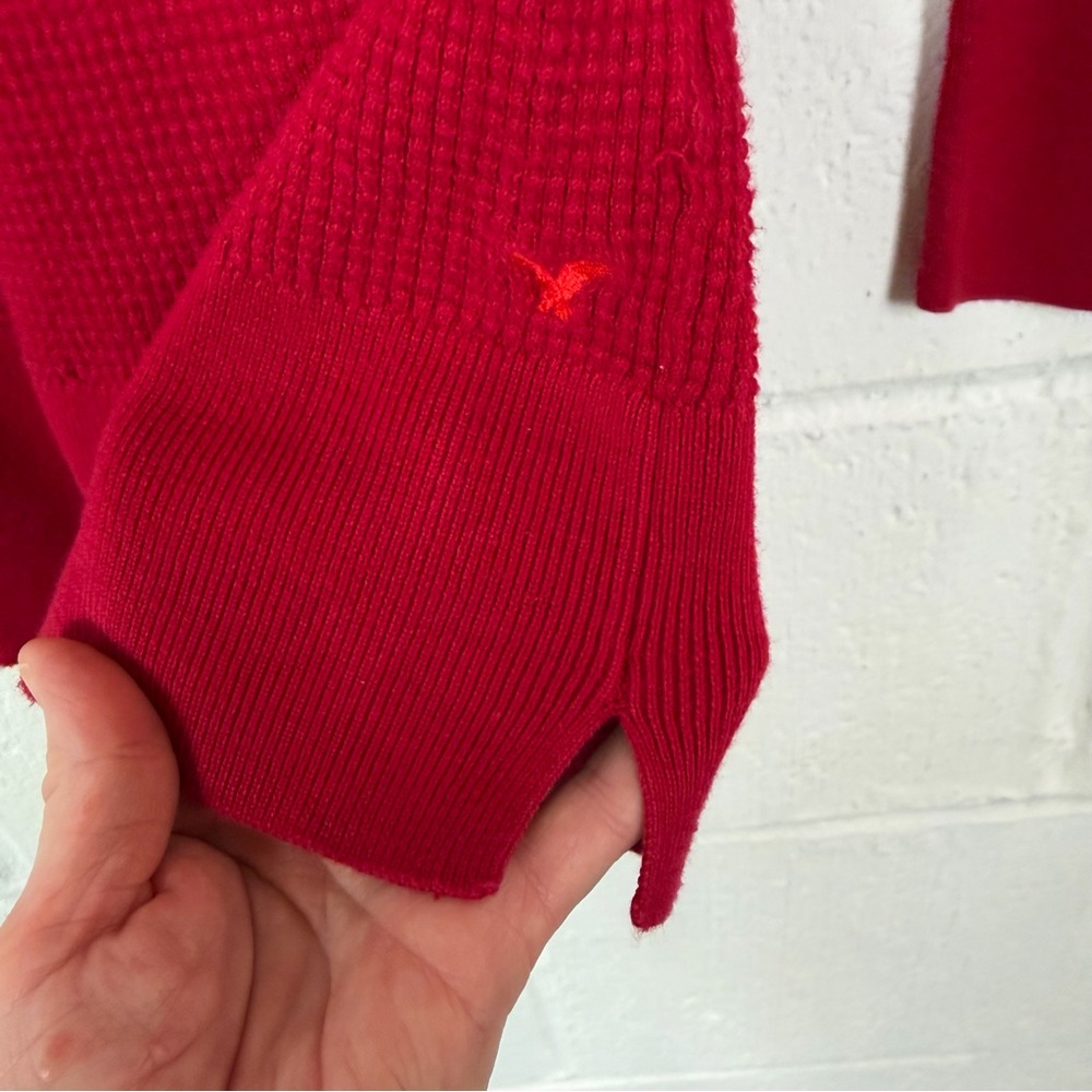 American Eagle Waffle Thermal Top Red Y2K 2010 Bella Swan Elena Gilbert M‎ - Picture 6 of 15